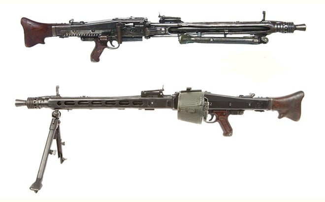Có các loại súng tự động với tốc độ bắn tương tự, chẳng hạn như súng máy Darne của Pháp, súng máy Gebauer của Hungary, súng máy ShKAS của Liên Xô và súng máy Vickers K của Anh.